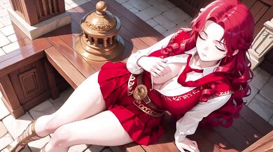 Redhead Warrior Destroyed In Grand Colonnade With Barely Contained Thighs