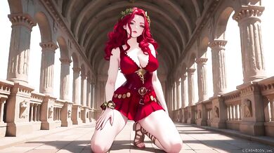 Redhead Warrior Destroyed In Grand Colonnade With Barely Contained Thighs