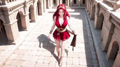 Redhead Warrior Destroyed In Grand Colonnade With Barely Contained Thighs