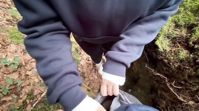 Horny 19 year old girl fucked in the woods doggy style with big ass pussy