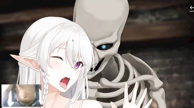 Cute Elven Brunette Destroyed By Skeleton BBC Creampie Bondage Hard Rough Sex