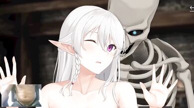 Cute Elven Brunette Destroyed By Skeleton BBC Creampie Bondage Hard Rough Sex