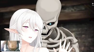 Cute Elven Brunette Destroyed By Skeleton BBC Creampie Bondage Hard Rough Sex
