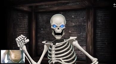 Cute Elven Brunette Destroyed By Skeleton BBC Creampie Bondage Hard Rough Sex
