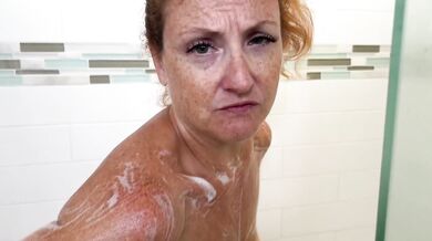 Redhead Freckled Milf Gushes Pee And Sings In Soapy Shower