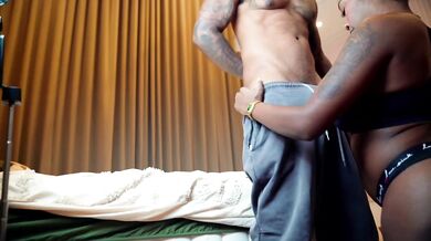 Ebony Wifey Sucks BBC Until He Cums On Her Big Tits