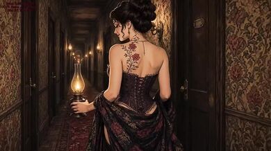 Grok AI Vintage Bordello Brunette Teasing Corset POV Big Tits