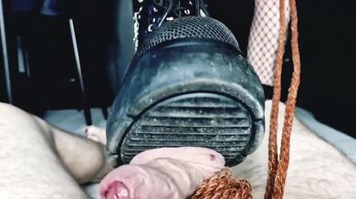 Tied Balls Destroyed By MILF Boots Hard Ballbusting And Trampling