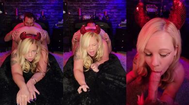 Sweet Scarlett Jane Devil Girl Halloween Blowjob Cumshot Blonde Curvy Slut