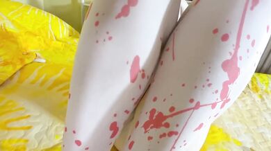 White Halloween Pantyhose Teaser Destroyed With Gushing Choked Nylon Pantyhose Fetish