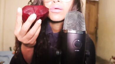 SFW HD ASMR Eating a Big Red Beet Direct to Your Ears