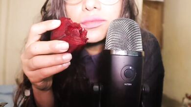 SFW HD ASMR Eating a Big Red Beet Direct to Your Ears