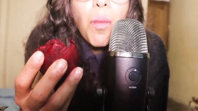 SFW HD ASMR Eating a Big Red Beet Direct to Your Ears