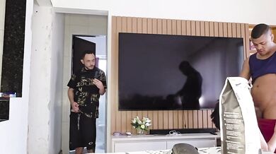 Hot Wife Seduces Delivery Guy While Husband Watches Everything
