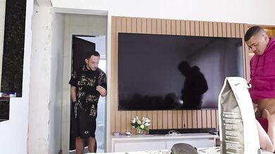 Hot Wife Seduces Delivery Guy While Husband Watches Everything