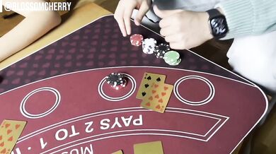 POV Petite Blonde Sneaky Cheating Poker Night Amateur Girl Masturbating