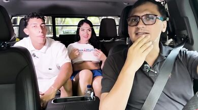 Colombian MILF tetona pervertida rides huge cock in car cumtits on road