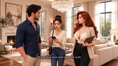 Cheated With Hot Redhead Realtor Big Tits Wife Joined Them Threesome FFM Cartoon