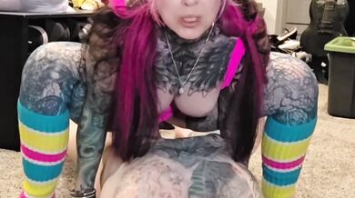 Tattooed Inked MILF Cowgirl Riding Him in Leotard