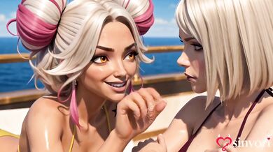 Lesbian Massage And Fingering Orgasms On The Luxury Yacht Pool Deck