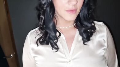 Satin MILF Gets Destroyed Gushing Cumload Over Blouse
