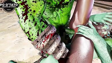 Dark Elf Destroyed By Orc Camp Gangbang Monster Cock Double Penetration 3D Cartoon