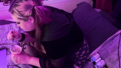 Lazy Fat Princess Eats Ice Cream Destroyed Gushing Choked