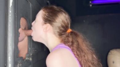 Brunette Glory Hole Blow Job Destroyed by Deepthroat Swallow