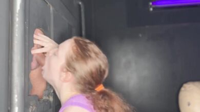 Brunette Glory Hole Blow Job Destroyed by Deepthroat Swallow