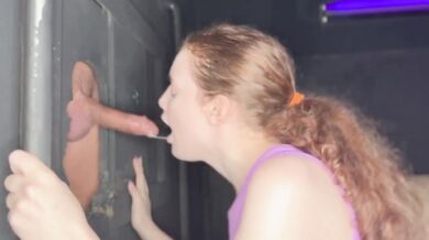 Brunette Glory Hole Blow Job Destroyed by Deepthroat Swallow
