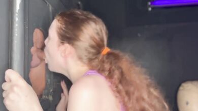 Brunette Glory Hole Blow Job Destroyed by Deepthroat Swallow