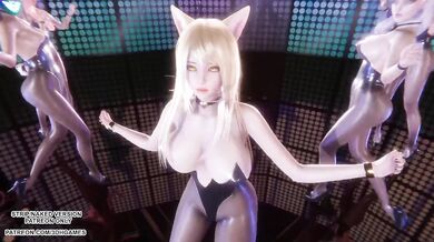 MMD Hentai Kpop Dance Destroyed Ahri Kaisa Seraphine Evelynn Akali Ready to Choke Gushing