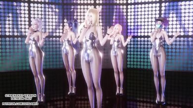 MMD Hentai Kpop Dance Destroyed Ahri Kaisa Seraphine Evelynn Akali Ready to Choke Gushing