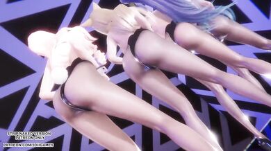 MMD Hentai Kpop Dance Destroyed Ahri Kaisa Seraphine Evelynn Akali Ready to Choke Gushing