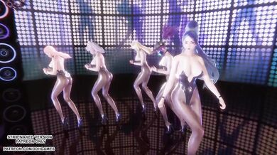 MMD Hentai Kpop Dance Destroyed Ahri Kaisa Seraphine Evelynn Akali Ready to Choke Gushing