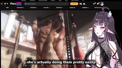 Elf Vtuber Hentai Reacts Destroyed Gushing Choked Tifa Threesome Huge Dicks Gym