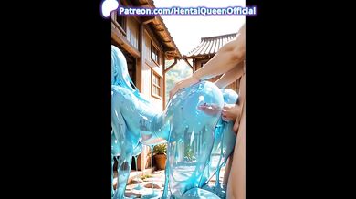 Shiny Slime Girl Destroyed by Public Village Gangbang with Hardcore Creampie