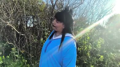 Curvy Goth Girl Destroyed Outside Choking on Big Ass and Titans Milk
