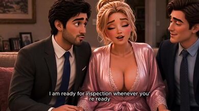 Horny Blonde Destroyed by Two Strangers in Cartoon Threesome with Double Penetration and Multiple Cumshots