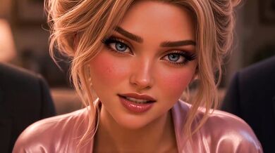 Horny Blonde Destroyed by Two Strangers in Cartoon Threesome with Double Penetration and Multiple Cumshots
