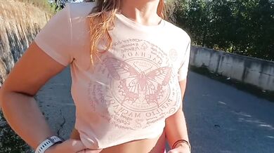 Public Pussy Flash And Tits With Pissing In The Street