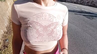 Public Pussy Flash And Tits With Pissing In The Street