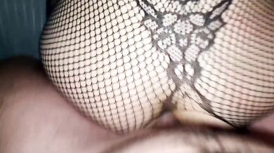 Fishnet Blonde Amateur Sucks Big Dick Blowjob And Gets Creampie In Round Ass Anal Pov Close Up