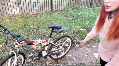 Hot Stranger On Bicycle Destroyed Outside With Big Natural Boobs Sperm In Pussy Blowjob Reverse Cowgirl