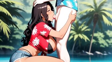 Step Mom and Husband Take Turns Doggystyle on Beach with Big Ass Milf Squirting