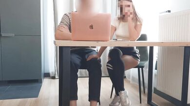 Shy Tutor Blowjob Under Table Destroyed Gushing Choked Rough Sex
