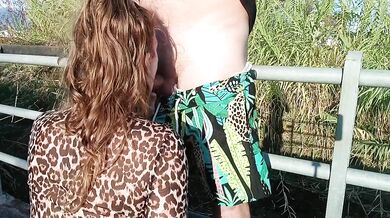 Caught Giving A Public Blowjob With Cum Dripping All Over The Street