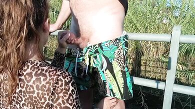 Caught Giving A Public Blowjob With Cum Dripping All Over The Street