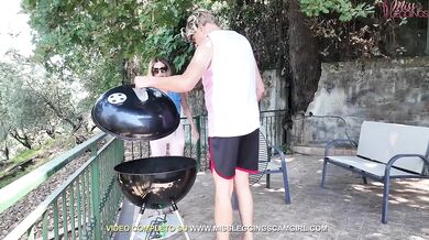 Italian MILF Stepaunt In Leggings Destroyed Virgin Nephew With Outdoor Blowjob