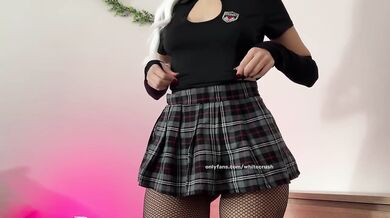 Cheerleader College Girl Try On Haul Fishnet Stocking Upskirt No Panties Bending Over Close Up Ass Pussy Close Up White Crush